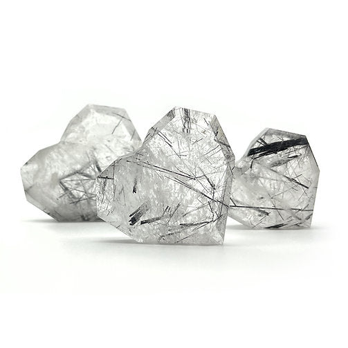 FACETED TOURMALINATED QUARTZ Heart