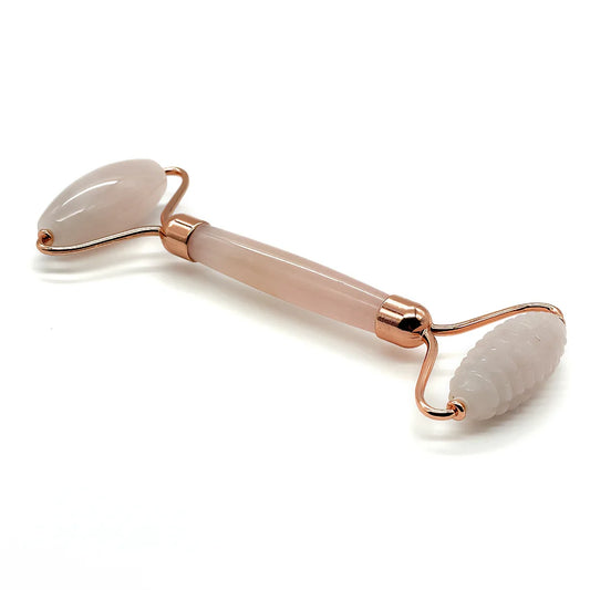 Rodillo facial de cuarzo rosa