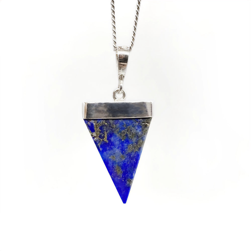 925 Sterling Silver LAPIS LAZULI Triangle Pendant