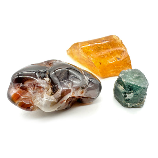 Crystal Collector: FIRE AGATE, AMBER SHARD, SAPPHIRE (Set of 3)