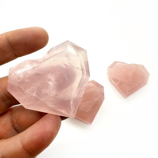 FACETED ROSE QUARTZ Heart