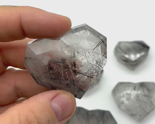 FACETED TOURMALINATED QUARTZ Heart